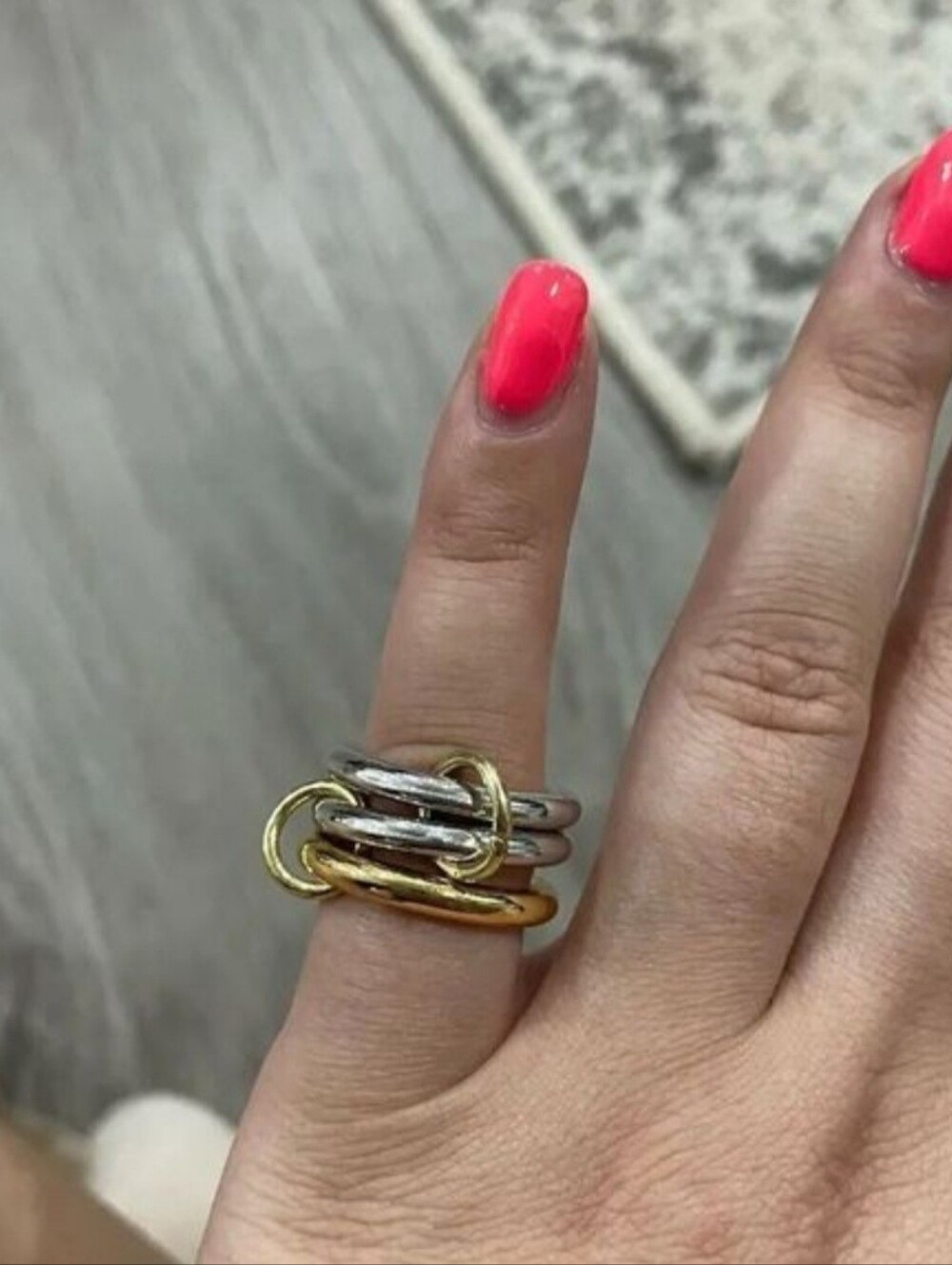 Layered trinity rings for women golg silver color contrast stackable rings trend
